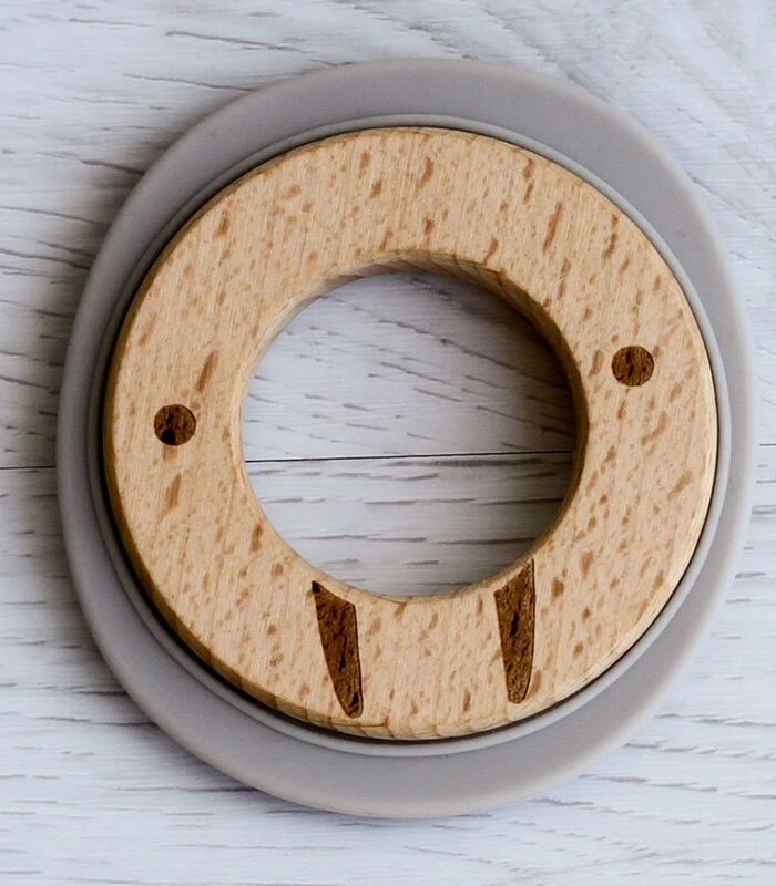 Bijtring Van Siliconen En Hout 2 Bijtring Van Siliconen En Hout - Afbeelding 2