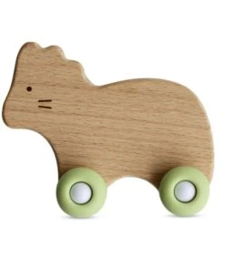 Bijtspeeltje Met Wieltjes - Hout En Silicon