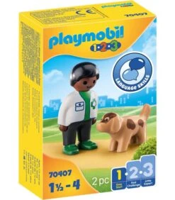 Playmobil 1.2.3 - Dierenarts Met Hond 70407