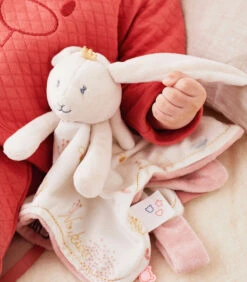 Veloudoux Pili Knuffeldoekje, Ecru/lichtroos