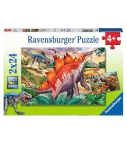 Ravensburger Kinderpuzzel Wilde Oertijd Dieren - 2 X 24 Stukjes