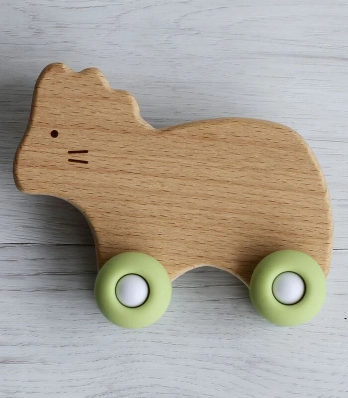 Bijtspeeltje Met Wieltjes - Hout En Silicon 2 Bijtspeeltje Met Wieltjes - Hout En Silicon - Afbeelding 2